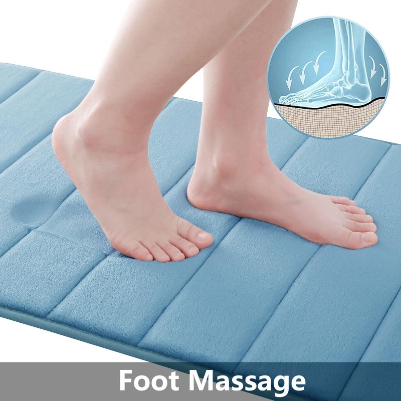 Buganda Memory Foam Bath Mat, 30" x 20", Ultra Soft and Non-Slip Bathroom Rugs, Water Absorbent and Machine Washable Bath Rug for Bathroom, Shower, and Tub, Blue - Image 2